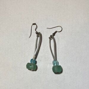 Silver and Blue Drop Earrings